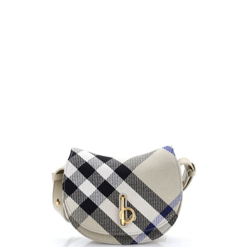 Burberry Rocking Horse Shoulder Bag Check Jacquard with Leather Mini