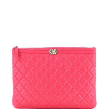 Chanel Boy O Case Clutch Quilted Caviar Medium