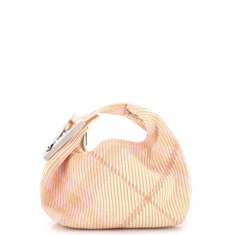 Burberry Peg Handle Bag Knit Check Fabric Mini
