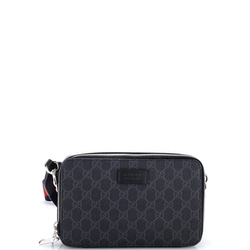 Gucci Web Strap Zip Around Camera Crossbody Bag GG Coated Canvas