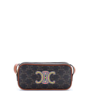 Celine Cuir Triomphe Camera Shoulder Bag Embroidered Triomphe Coated Canvas with Leather Small