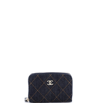 Chanel CC Zip Coin Purse Quilted Denim Small