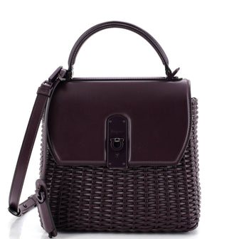 Salvatore Ferragamo Boxyz Top Handle Bag Woven Leather Medium