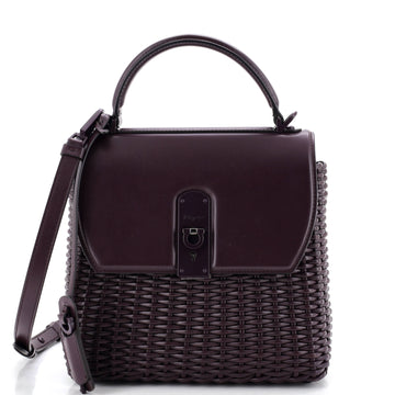 Salvatore Ferragamo Boxyz Top Handle Bag Woven Leather Medium
