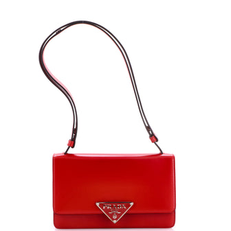 Prada Embleme Triangle Logo Flap Bag Spazzolato Leather Medium