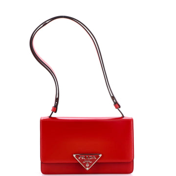 Prada Embleme Triangle Logo Flap Bag Spazzolato Leather Medium