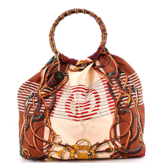 Gucci Bamboo Handle Tote Printed Silk Maxi