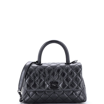Chanel Coco Top Handle Bag Quilted Aged Calfskin Mini