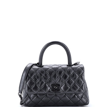 Chanel Coco Top Handle Bag Quilted Aged Calfskin Mini