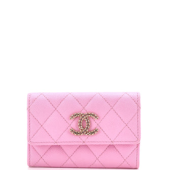 Chanel Textured CC Flap Card Case Quilted Caviar