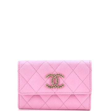 Chanel Textured CC Flap Card Case Quilted Caviar