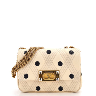 Valentino Garavani Quiltie 67 Chain Flap Bag Printed Satin Small