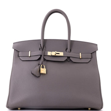 Hermes Birkin Handbag Grey Togo with Gold Hardware 35