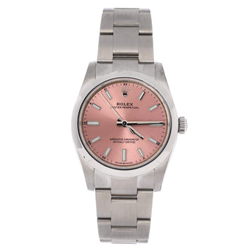 Rolex Oyster Perpetual Pink Automatic Watch Stainless Steel 34