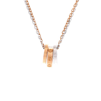 Cartier Love 3 Ring Pendant Necklace 18K Rose Gold and 18K White Gold with 6 Diamonds