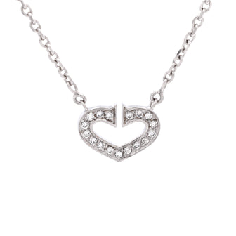 Cartier C Heart de Cartier Pendant Necklace 18K White Gold with Pave Diamonds