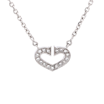 Cartier C Heart de Cartier Pendant Necklace 18K White Gold with Pave Diamonds