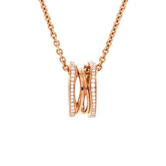 Bvlgari B.Zero1 Open Design Legend Zaha Hadid Pendant Necklace 18K Rose Gold with Diamonds