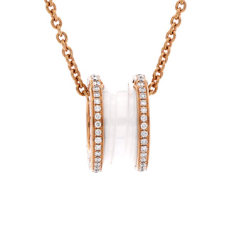 Bvlgari B.Zero1 Pendant Necklace 18K Rose Gold and Ceramic with Diamonds