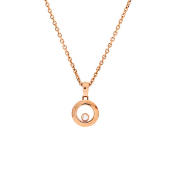 Chopard Happy Diamonds Round Pendant Necklace 18K Rose Gold with 1 Floating Diamond