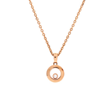 Chopard Happy Diamonds Round Pendant Necklace 18K Rose Gold with 1 Floating Diamond