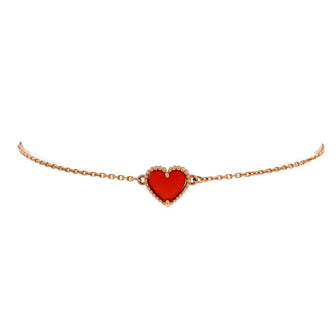 Van Cleef & Arpels Sweet Alhambra Heart Bracelet 18K Rose Gold with Carnelian