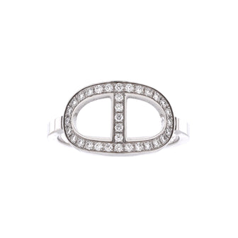 Hermes Chaine d'Ancre Contour Ring 18K White Gold and Diamonds Medium