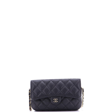 Chanel Classic Flap Phone Holder with Chain Quilted Caviar