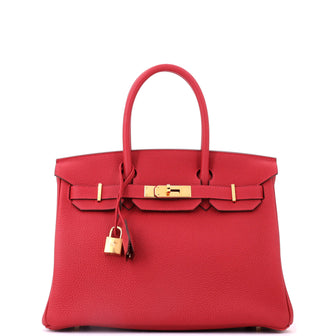 Hermes Birkin Handbag Red Togo with Gold Hardware 30