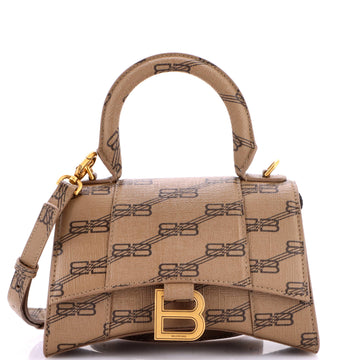 Balenciaga Hourglass Top Handle Bag BB Coated Canvas XS