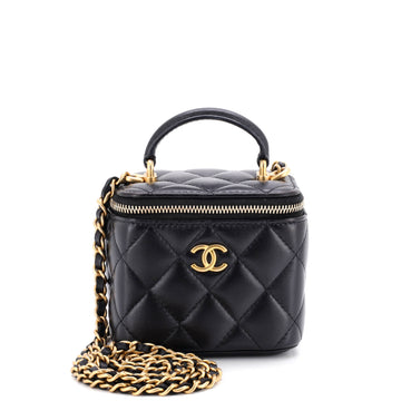 Chanel Classic Top Handle Vanity Case with Chain Quilted Lambskin Mini