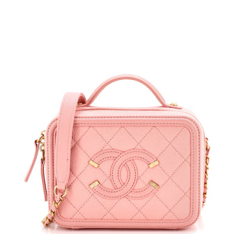 Chanel Filigree Vanity Case Quilted Caviar Small