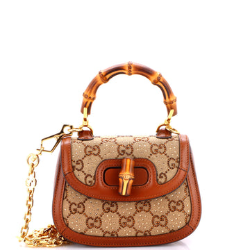 Gucci Bamboo 1947 Top Handle Bag Crystal Embellished GG Canvas Mini