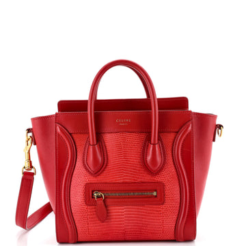Celine Luggage Bag Lizard and Leather Nano