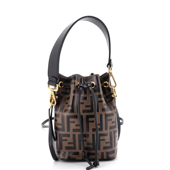 Fendi Mon Tresor Bucket Bag Zucca Embossed Leather Mini
