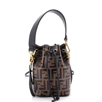 Fendi Mon Tresor Bucket Bag Zucca Embossed Leather Mini