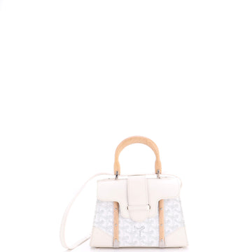 Goyard Structured Saigon Top Handle Bag Coated Canvas with Leather Mini