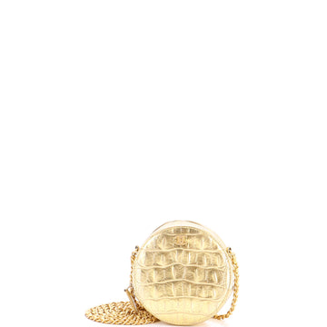 Chanel Round Clutch with Chain Crocodile Embossed Metallic Calfskin
