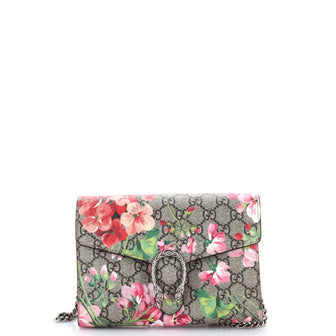 Gucci Dionysus Chain Wallet Blooms Print GG Coated Canvas Small