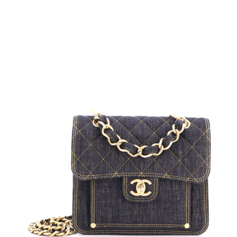 Chanel Double You CC Flap Bag Quilted Denim Medium