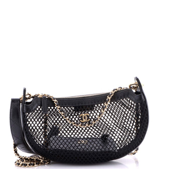 Chanel Half Moon Clutch with Chain Mesh with Quilted Lambskin