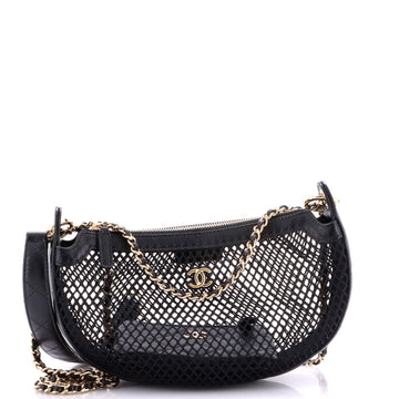 Chanel Half Moon Clutch with Chain Mesh with Quilted Lambskin