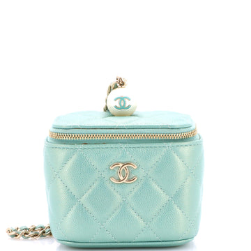Chanel Classic Pearl Vanity Case with Chain Quilted Caviar Mini