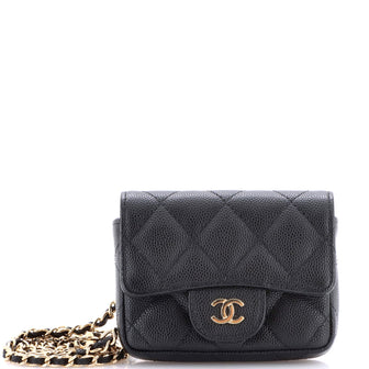 Chanel Classic Flap Chain Belt Bag Quilted Caviar Mini