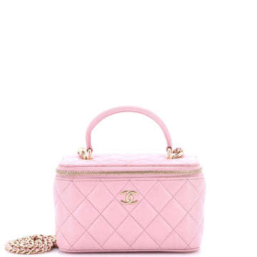 Chanel Classic Top Handle Vanity Case with Chain Quilted Lambskin Small