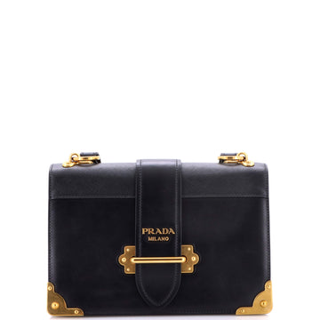 Prada Cahier Crossbody Bag Leather and Saffiano Leather Large