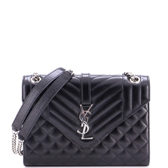 Saint Laurent Classic Monogram Envelope Satchel Mixed Matelasse Leather Medium