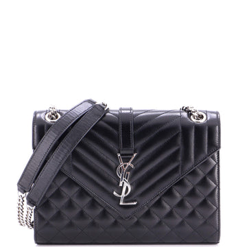 Saint Laurent Classic Monogram Envelope Satchel Mixed Matelasse Leather Medium