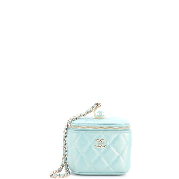 Chanel Classic Pearl Vanity Case with Chain Quilted Caviar Mini