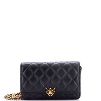 Chanel Coco Love CC Heart Wallet on Chain Quilted Lambskin